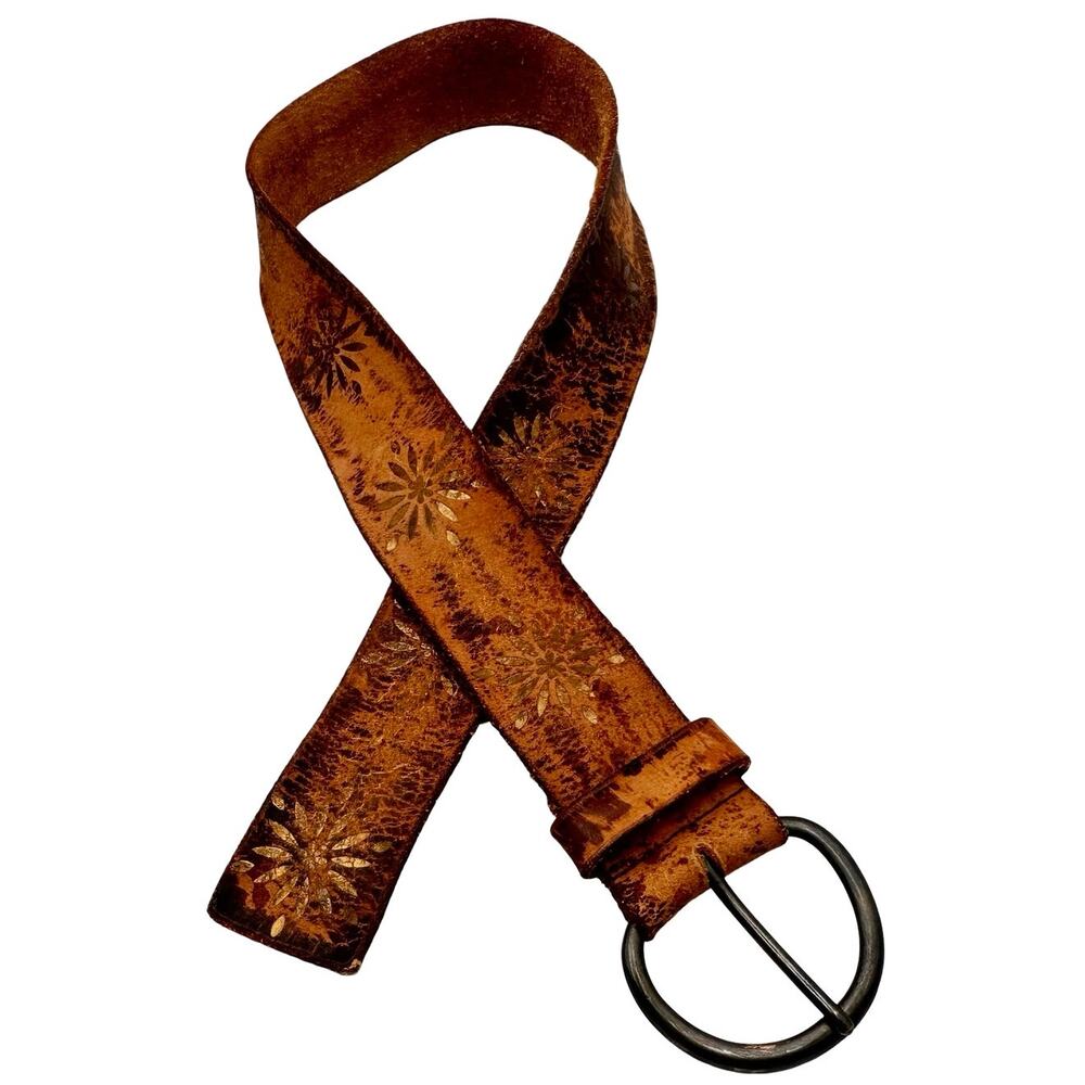 Western Boho women's distressed leather belt